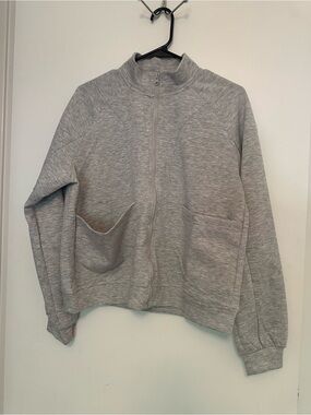 Women's Heather Gray Full-Zip Pocket Sweatshirt Hoodie